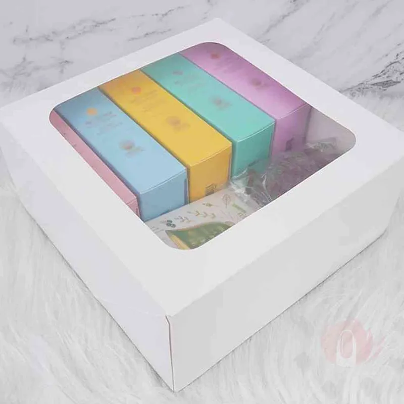 투명창 화이트 선물상자 20/25/30/35cm 디저트 포장상자